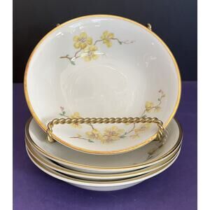 (4) W160 Johann Haviland Fruit Dessert Sauce Bowls Yellow Flowers Brown Branches
